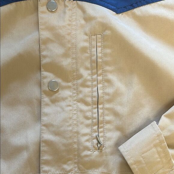 Vintage 1970’s SKOR Tan and Blue Hooded Jacket L - Picture 5 of 9